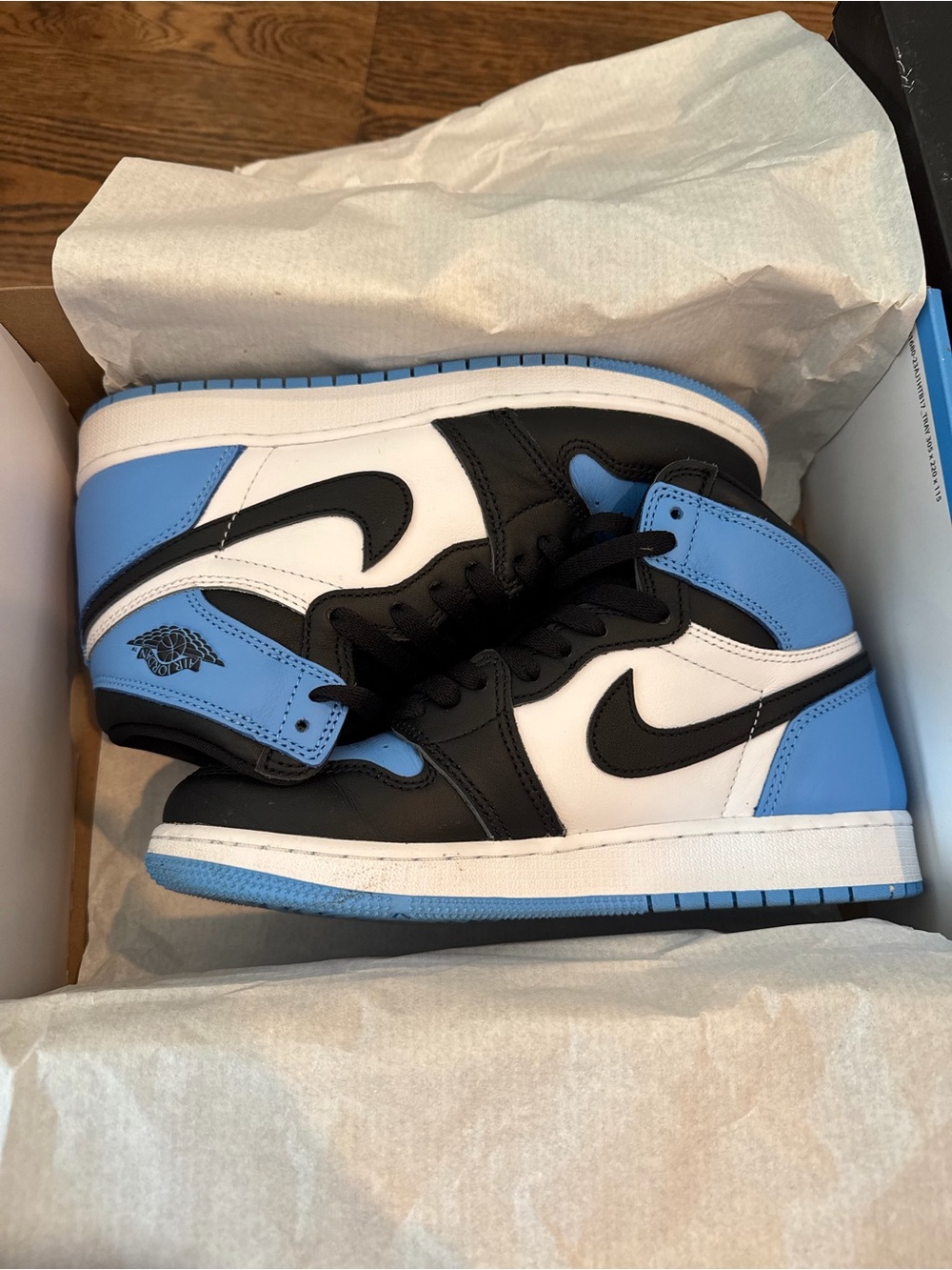 Nike Air Jordan 1 Mid White Black University Blue - Women's Sneakers